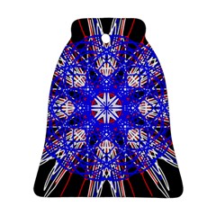 Kaleidoscope Flower Mandala Art Black White Red Blue Ornament (bell)  by yoursparklingshop