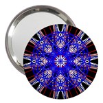 Kaleidoscope Flower Mandala Art Black White Red Blue 3  Handbag Mirrors Front