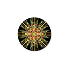 Kaleidoscope Flower Mandala Art Black Yellow Orange Red Golf Ball Marker (4 Pack)