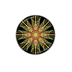 Kaleidoscope Flower Mandala Art Black Yellow Orange Red Hat Clip Ball Marker (4 Pack)