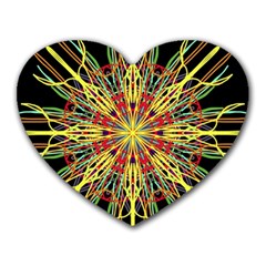 Kaleidoscope Flower Mandala Art Black Yellow Orange Red Heart Mousepads