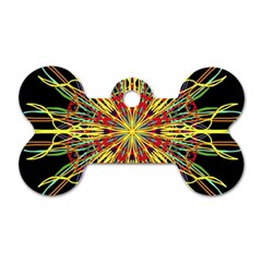 Kaleidoscope Flower Mandala Art Black Yellow Orange Red Dog Tag Bone (two Sides)