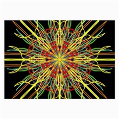 Kaleidoscope Flower Mandala Art Black Yellow Orange Red Large Glasses Cloth (2-side)