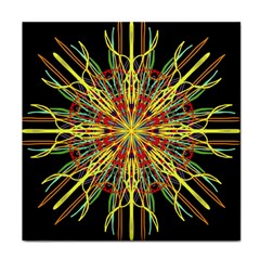 Kaleidoscope Flower Mandala Art Black Yellow Orange Red Face Towel