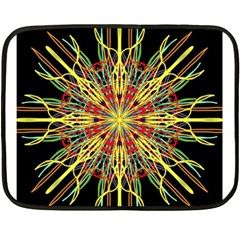 Kaleidoscope Flower Mandala Art Black Yellow Orange Red Double Sided Fleece Blanket (mini) 