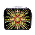 Kaleidoscope Flower Mandala Art Black Yellow Orange Red Mini Toiletries Bags Front