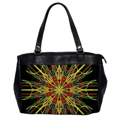 Kaleidoscope Flower Mandala Art Black Yellow Orange Red Office Handbags