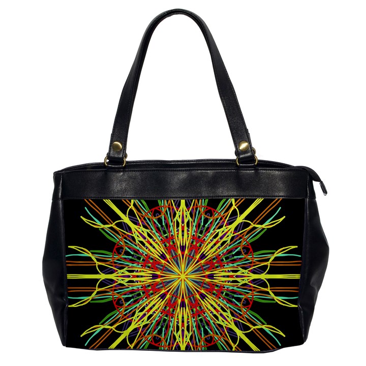 Kaleidoscope Flower Mandala Art Black Yellow Orange Red Office Handbags