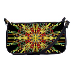 Kaleidoscope Flower Mandala Art Black Yellow Orange Red Shoulder Clutch Bags