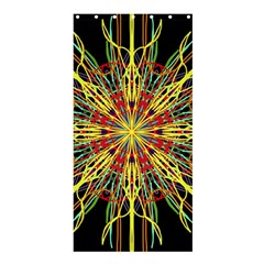 Kaleidoscope Flower Mandala Art Black Yellow Orange Red Shower Curtain 36  X 72  (stall) 