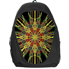 Kaleidoscope Flower Mandala Art Black Yellow Orange Red Backpack Bag