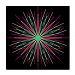 Pink Turquoise Black Star Kaleidoscope Flower Mandala Art Tile Coasters Front