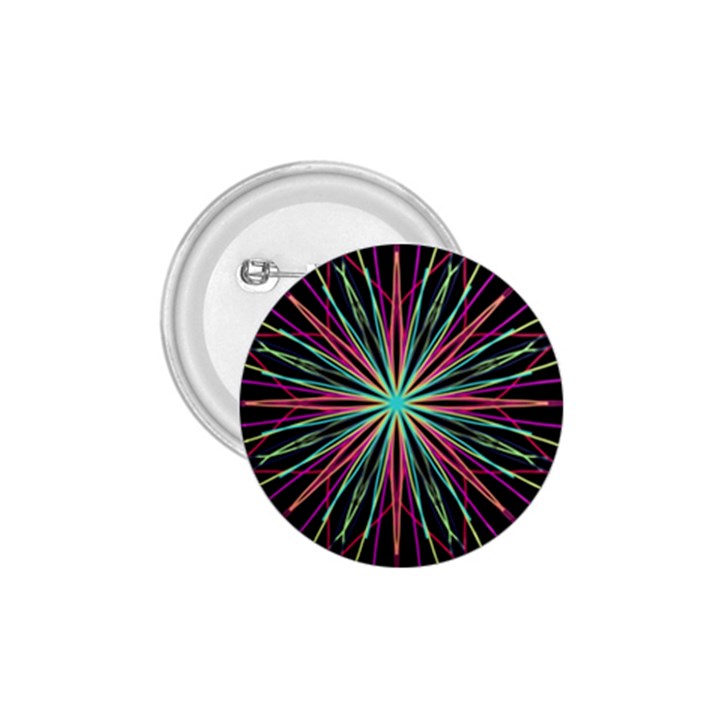 Pink Turquoise Black Star Kaleidoscope Flower Mandala Art 1.75  Buttons