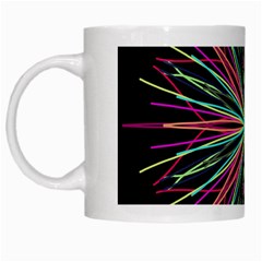 Pink Turquoise Black Star Kaleidoscope Flower Mandala Art White Mugs by yoursparklingshop