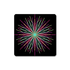 Pink Turquoise Black Star Kaleidoscope Flower Mandala Art Square Magnet by yoursparklingshop