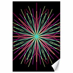 Pink Turquoise Black Star Kaleidoscope Flower Mandala Art Canvas 20  X 30  
