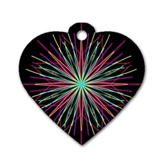 Pink Turquoise Black Star Kaleidoscope Flower Mandala Art Dog Tag Heart (one Side) by yoursparklingshop