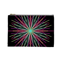 Pink Turquoise Black Star Kaleidoscope Flower Mandala Art Cosmetic Bag (large) 