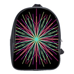 Pink Turquoise Black Star Kaleidoscope Flower Mandala Art School Bags(large)  by yoursparklingshop