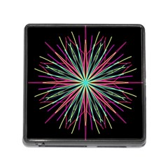 Pink Turquoise Black Star Kaleidoscope Flower Mandala Art Memory Card Reader (square)