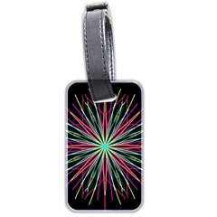 Pink Turquoise Black Star Kaleidoscope Flower Mandala Art Luggage Tags (two Sides) by yoursparklingshop