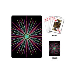 Pink Turquoise Black Star Kaleidoscope Flower Mandala Art Playing Cards (mini) 