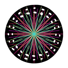Pink Turquoise Black Star Kaleidoscope Flower Mandala Art Ornament (round Filigree)  by yoursparklingshop