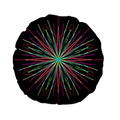 Pink Turquoise Black Star Kaleidoscope Flower Mandala Art Standard 15  Premium Flano Round Cushions by yoursparklingshop