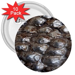 Festive Silver Metallic Abstract Art 3  Buttons (10 Pack) 