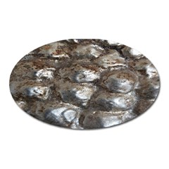 Festive Silver Metallic Abstract Art Oval Magnet by yoursparklingshop