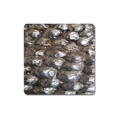 Festive Silver Metallic Abstract Art Square Magnet by yoursparklingshop