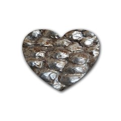 Festive Silver Metallic Abstract Art Heart Coaster (4 Pack)  by yoursparklingshop