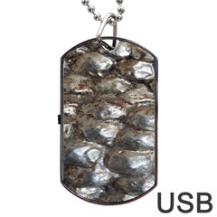 Festive Silver Metallic Abstract Art Dog Tag Usb Flash (one Side) by yoursparklingshop