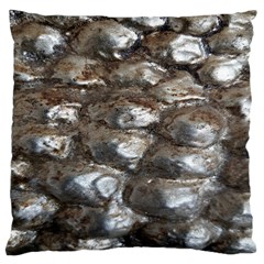 Festive Silver Metallic Abstract Art Large Cushion Case (two Sides) by yoursparklingshop