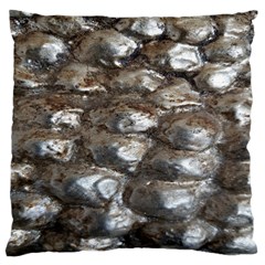 Festive Silver Metallic Abstract Art Large Flano Cushion Case (one Side) by yoursparklingshop