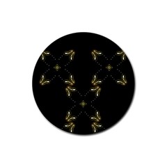 Festive Black Golden Lights  Rubber Round Coaster (4 Pack)  by yoursparklingshop