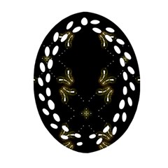 Festive Black Golden Lights  Oval Filigree Ornament (2-side) 