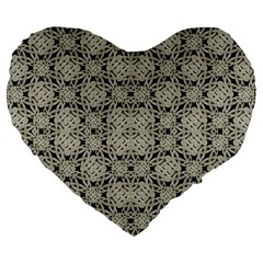 Interlace Arabesque Pattern Large 19  Premium Flano Heart Shape Cushions by dflcprints