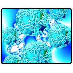 Blue Ice Crystals, Abstract Aqua Azure Cyan Fleece Blanket (medium)  by DianeClancy