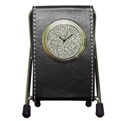 Black And White Abstract Texture Pen Holder Desk Clocks