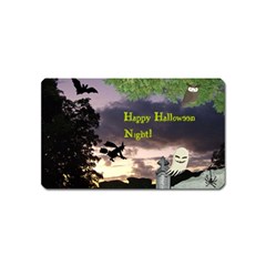 Happy Halloween Night Witch Flying Magnet (name Card) by canvasngiftshop