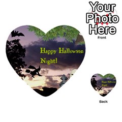 Happy Halloween Night Witch Flying Multi-purpose Cards (heart)  by canvasngiftshop