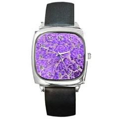 Festive Chic Purple Stone Glitter  Square Metal Watch