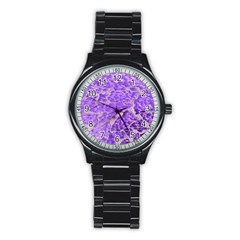 Festive Chic Purple Stone Glitter  Stainless Steel Round Watch