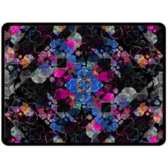 Stylized Geometric Floral Ornate Double Sided Fleece Blanket (large)  by dflcprints