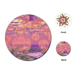 Glorious Skies, Abstract Pink And Yellow Dream Playing Cards (round)  by DianeClancy