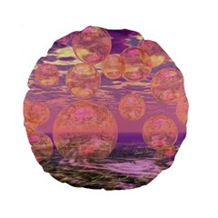 Glorious Skies, Abstract Pink And Yellow Dream Standard 15  Premium Flano Round Cushions by DianeClancy
