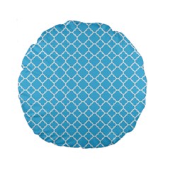 Bright Blue Quatrefoil Pattern Standard 15  Premium Round Cushion  by Zandiepants