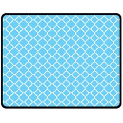 Bright Blue Quatrefoil Pattern Double Sided Fleece Blanket (medium) by Zandiepants