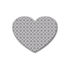 Grey Quatrefoil Pattern Heart Coaster (4 Pack) by Zandiepants